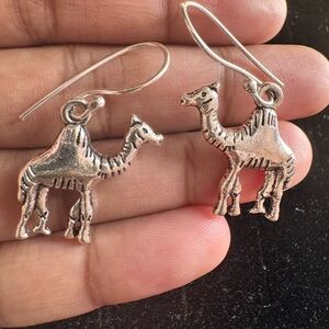Silver Plated Camel Charm Drop Earrings for Women